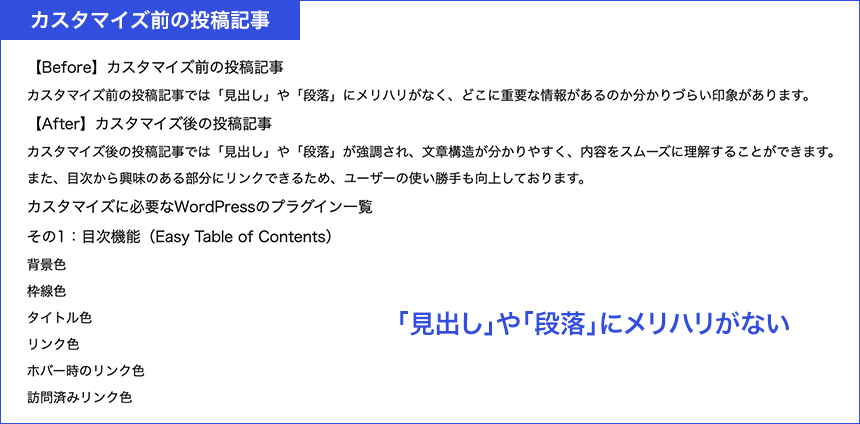 【Before】カスタマイズ前の投稿記事